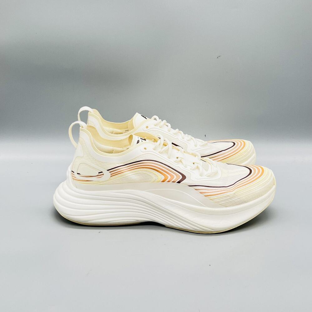APL White Cream Wave-Detail Platform Running Sneakers